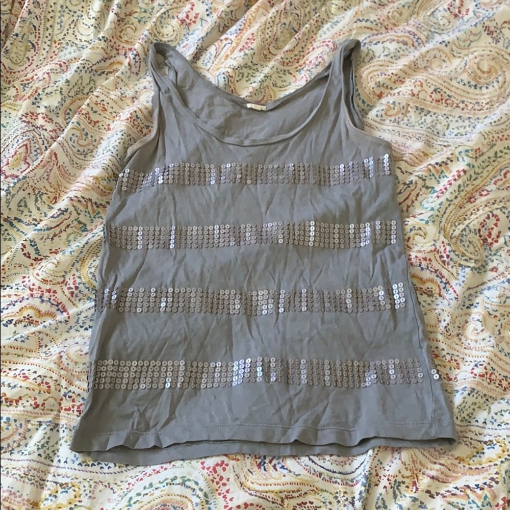 J crew gray sequin stripe tank size xs